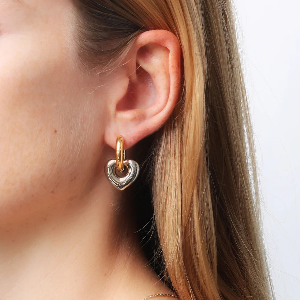 CarlieV Earrings Donut Silver Heart Charm (per piece)